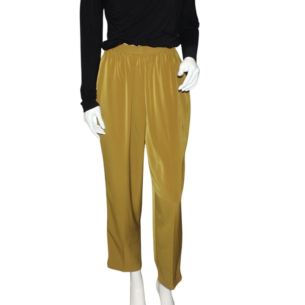 Bon Worth Mustard Gold Pull On Pants Elastic Waist M Petite Y2K